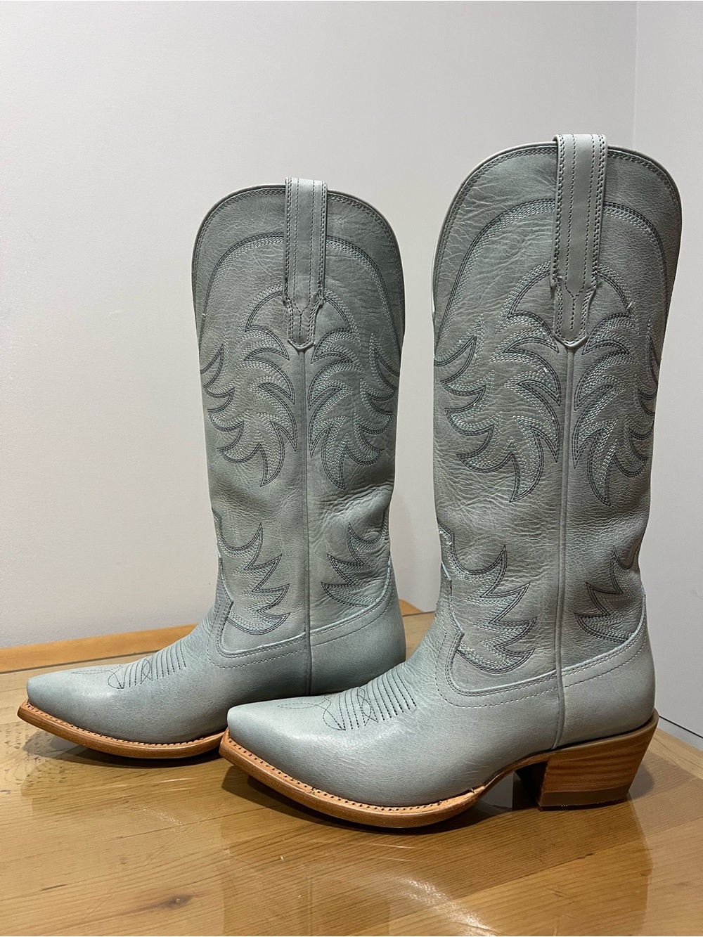 Tecovas The Annie Slate Blue Leather Western Boots Size 8